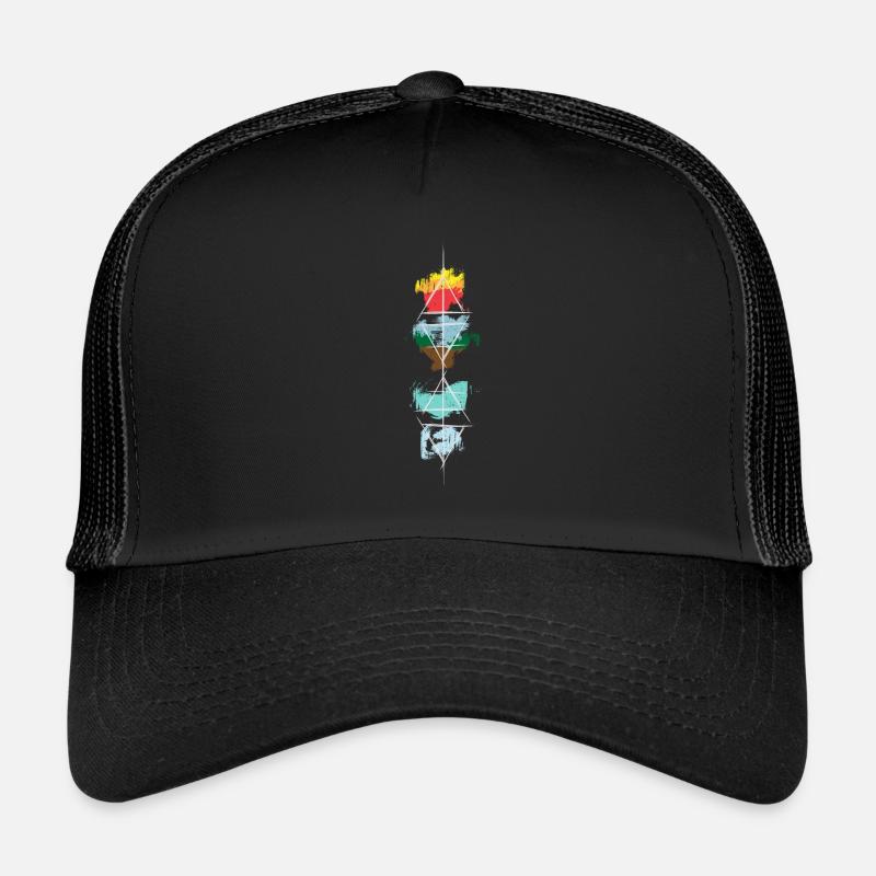 Alchimie Éléments Abstraits Feu Eau Air Terre Casquette trucker 