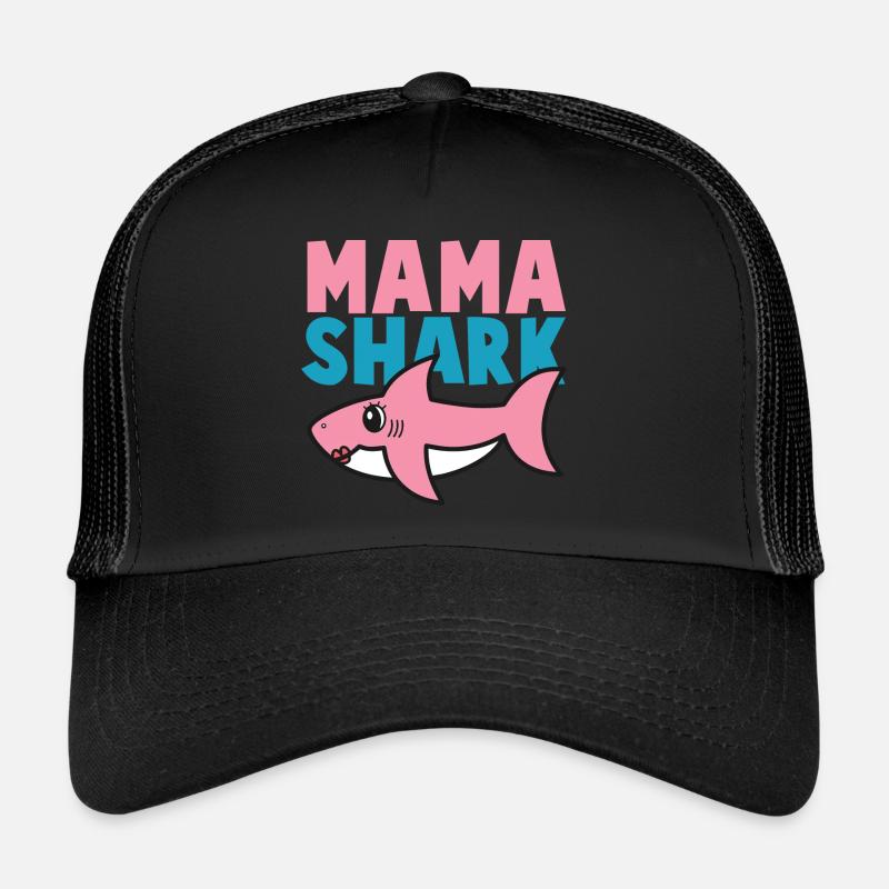 Haifisch - Schirt Shark Mama Geschenkidee - Trucker Cap - Schwarz/Schwarz