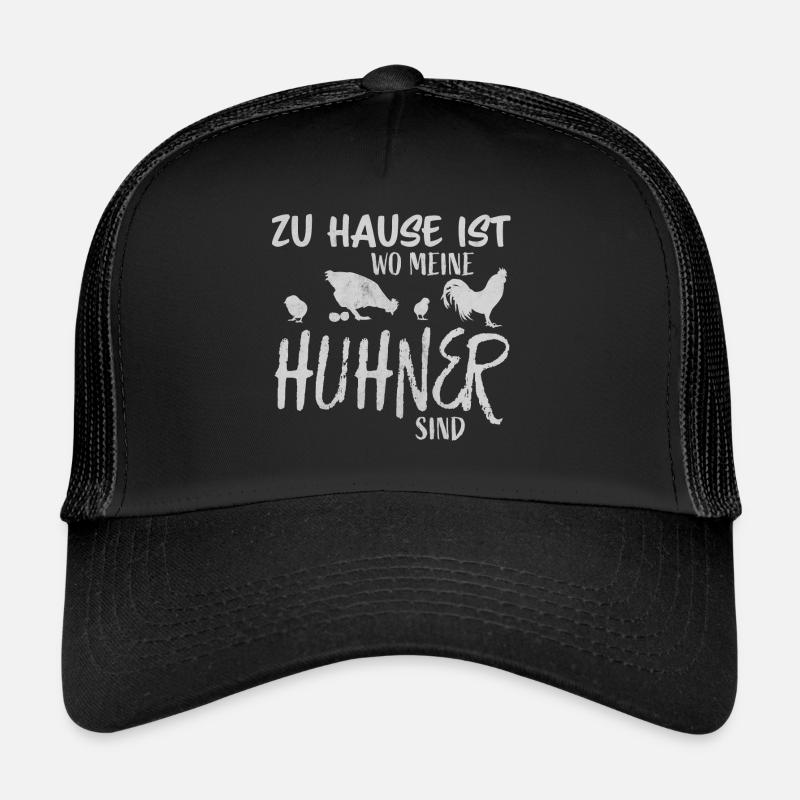 Hühnerstall Hühner Fan und Bauer Geschenk - Trucker Cap - Schwarz/Schwarz