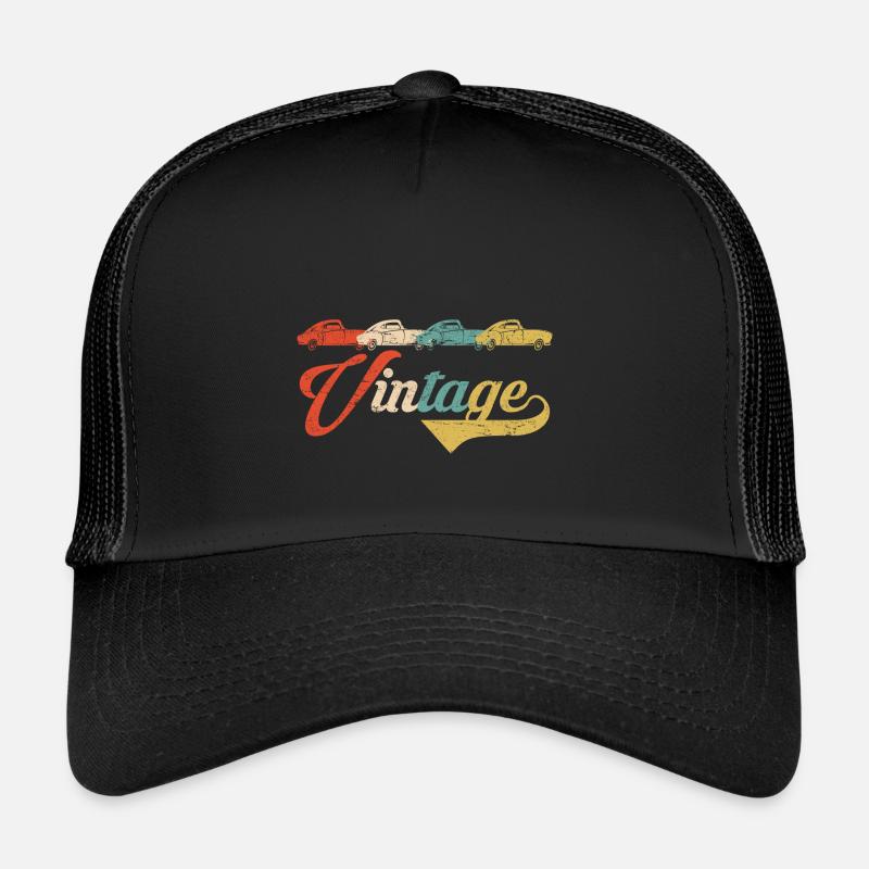 Auto Oldtimer Wagen Retro Vintage - Trucker Cap - Schwarz/Schwarz