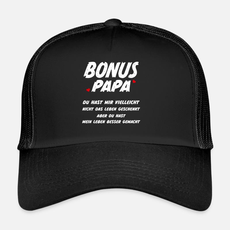 Bonus Papa Stiefvater Vatertag - Trucker Cap - Schwarz/Schwarz