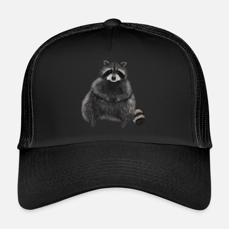 Sitting relaxed raccoon - Trucker Cap - black/black
