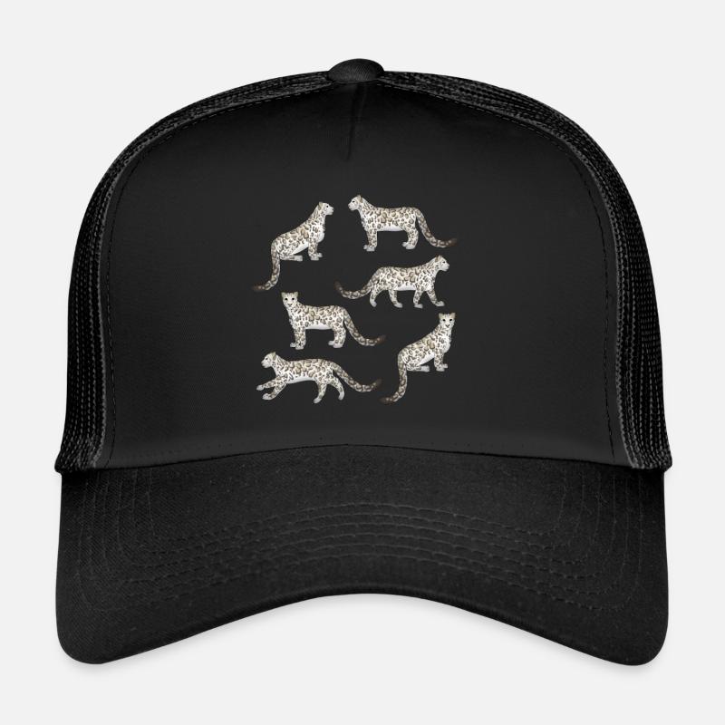 Schneeleopard Auswahl - Trucker Cap - Schwarz/Schwarz