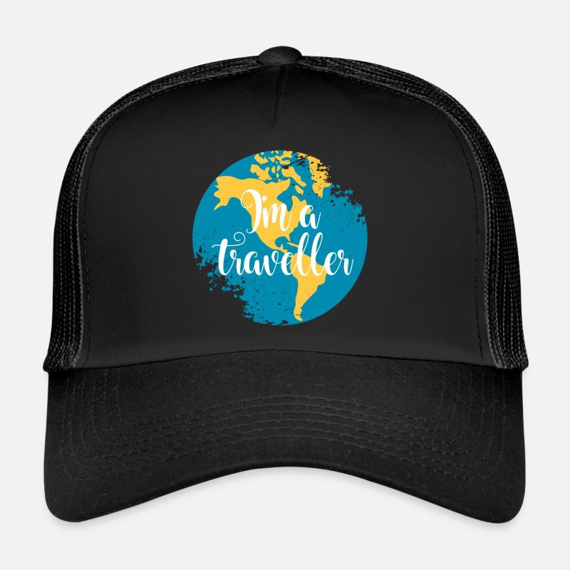 Button Traveller Amerika - Trucker Cap - Schwarz/Schwarz
