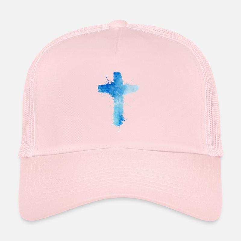 Croix bleue, foncée. Casquette trucker 