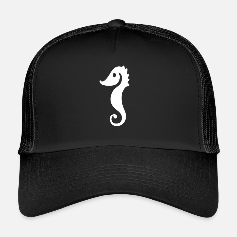 Seepferd - Trucker Cap - Schwarz/Schwarz