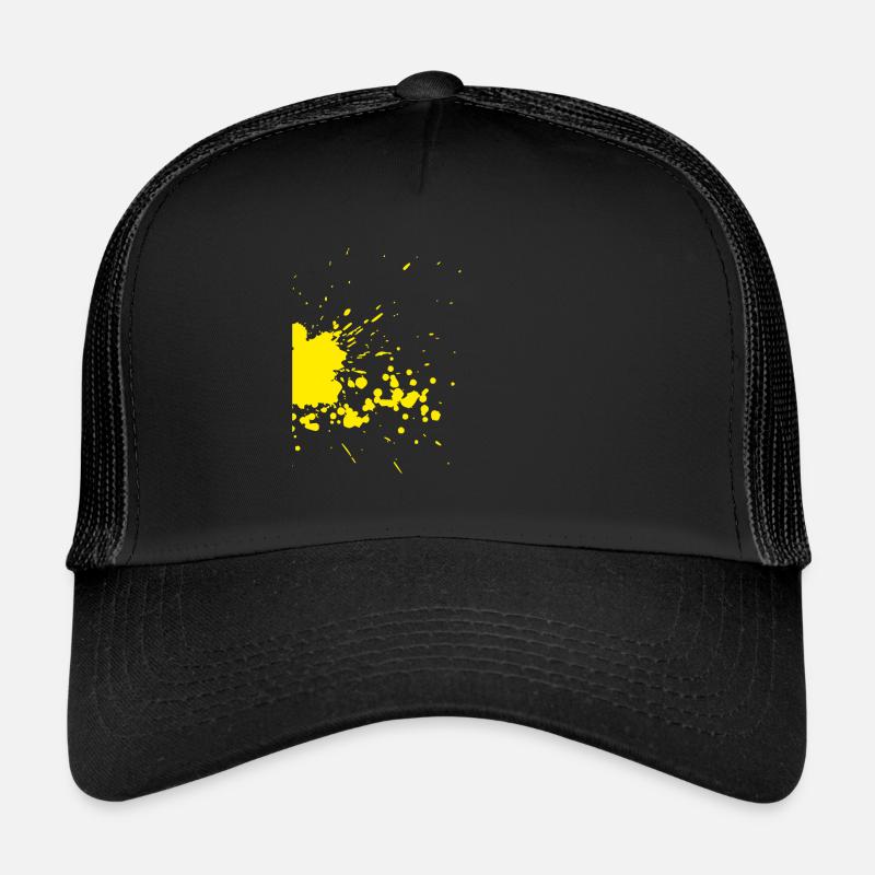 Ein gelber Farbfleck als Kunst Trucker Cap