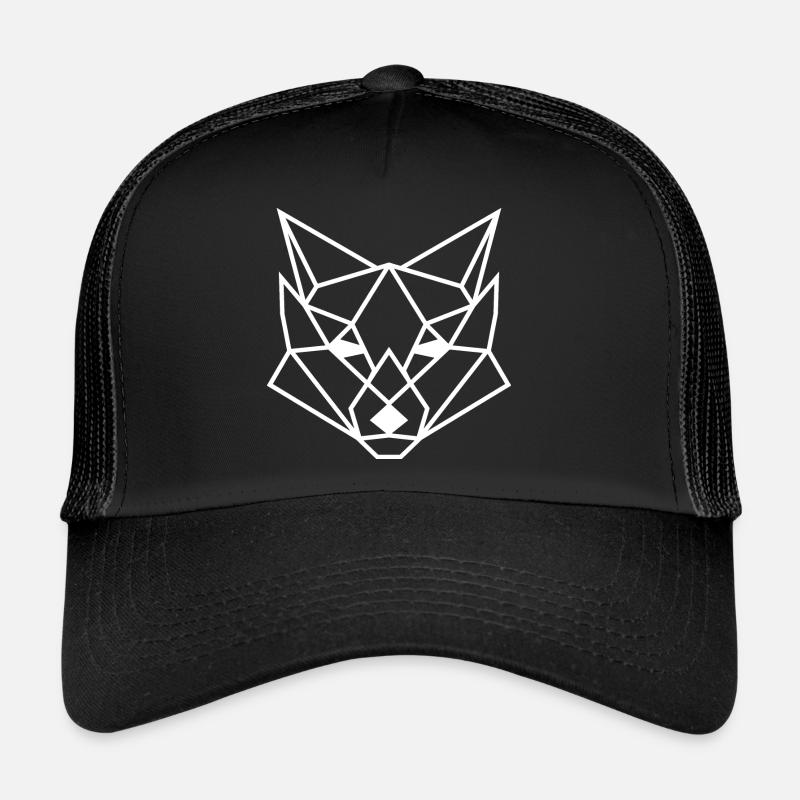 Geometrischer Fuchs Poly Geschenk Idee Polygon - Trucker Cap - Schwarz/Schwarz