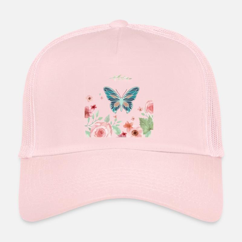 Papillon papillon fleur fleur Casquette trucker 