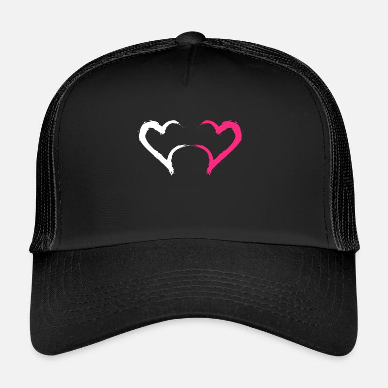 Coeur rose et blanc Casquette trucker 