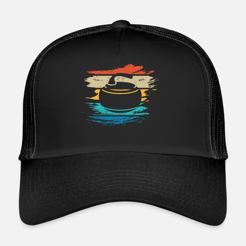 Joueurs de curling, curling, curling - Casquette trucker  - noir/noir