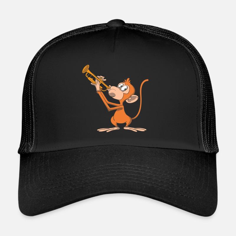 Monkey plays the trumpet Trucker Cap