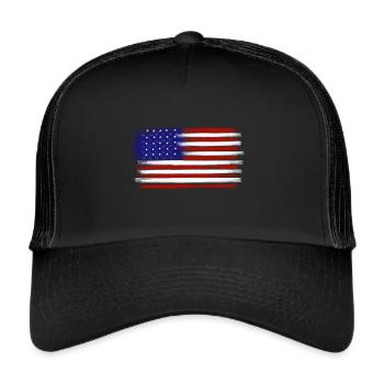 Amerikanische Flagge - Trucker Cap - Schwarz/Schwarz - Vorne