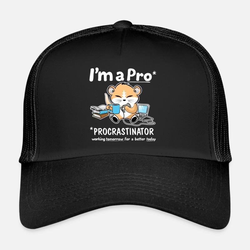 Procrastinator - Trucker Cap - Schwarz/Schwarz