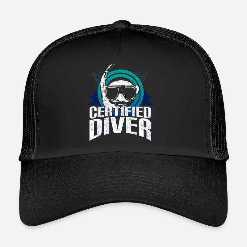 Taucher Unterwasser Geschenkidee - Trucker Cap - Schwarz/Schwarz