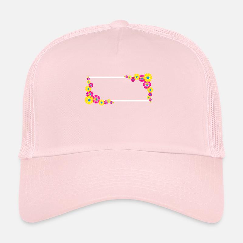 Colorful flowers white frame Trucker Cap