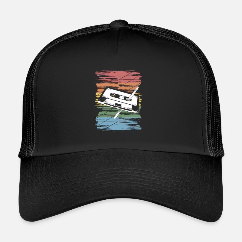 Stylo à cassette rétro vintage graphique original - Casquette trucker  - noir/noir