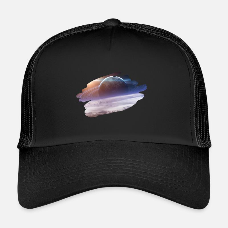 planète dans l'espace space - Casquette trucker  - noir/noir