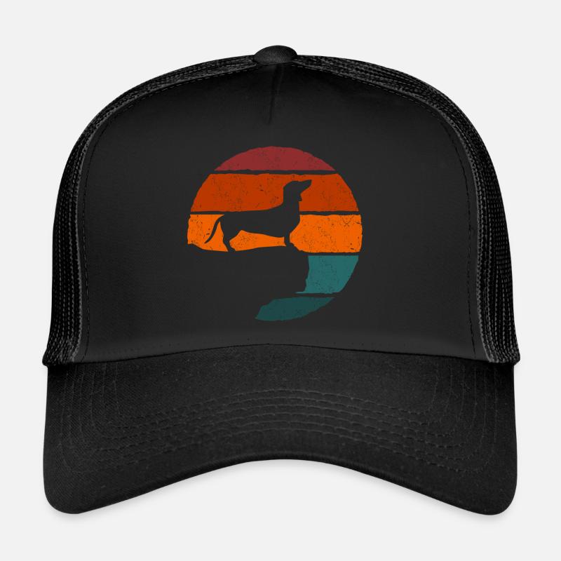 Vintage Dackel Geschenkidee - Trucker Cap - Schwarz/Schwarz