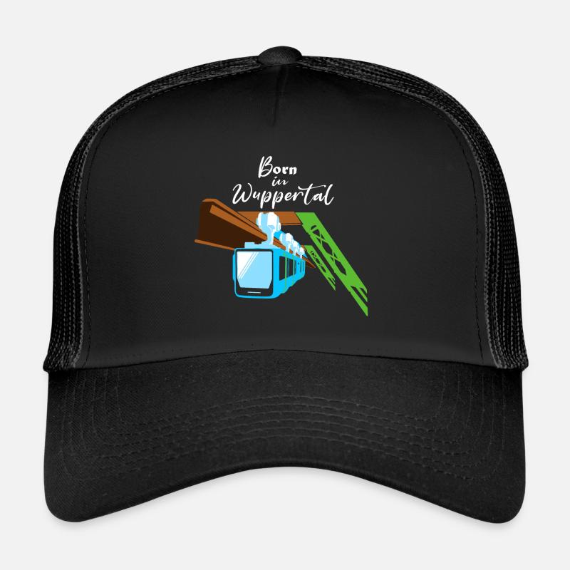 Geboren in Wuppertal Schwebebahn Wupper Design - Trucker Cap - Schwarz/Schwarz