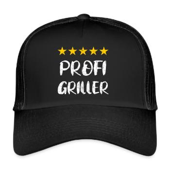 Grillen - Grillmeister - Grillkönig - Grill - Trucker Cap - Schwarz/Schwarz - Vorne