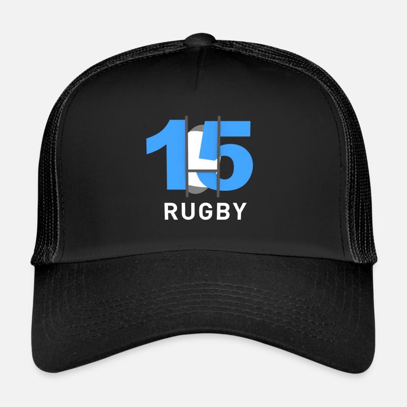 RUGBY 15 bleu et blanc Casquette trucker 