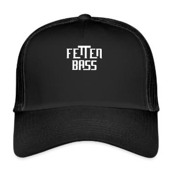 Fetten Bass,Techno Musik,DJ Party,Bassist Shirt - Trucker Cap - Schwarz/Schwarz - Vorne