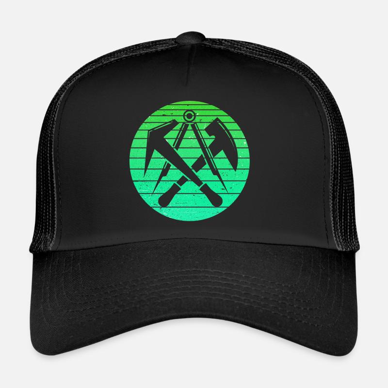 Retro Vintage Dachdecker Handwerker Grün Trucker Cap