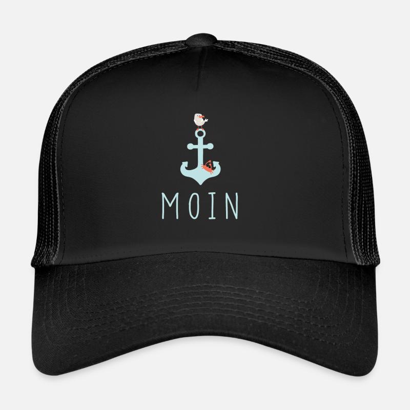 Moin mit Möwe - Trucker Cap - Schwarz/Schwarz