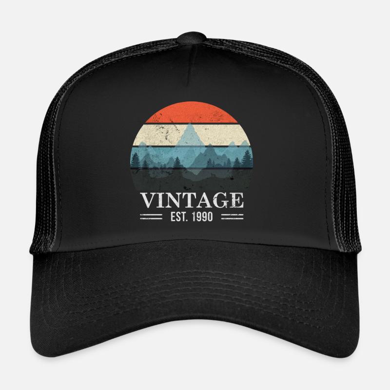 Vintage - Est. 1990 - Retro - Trucker Cap - black/black