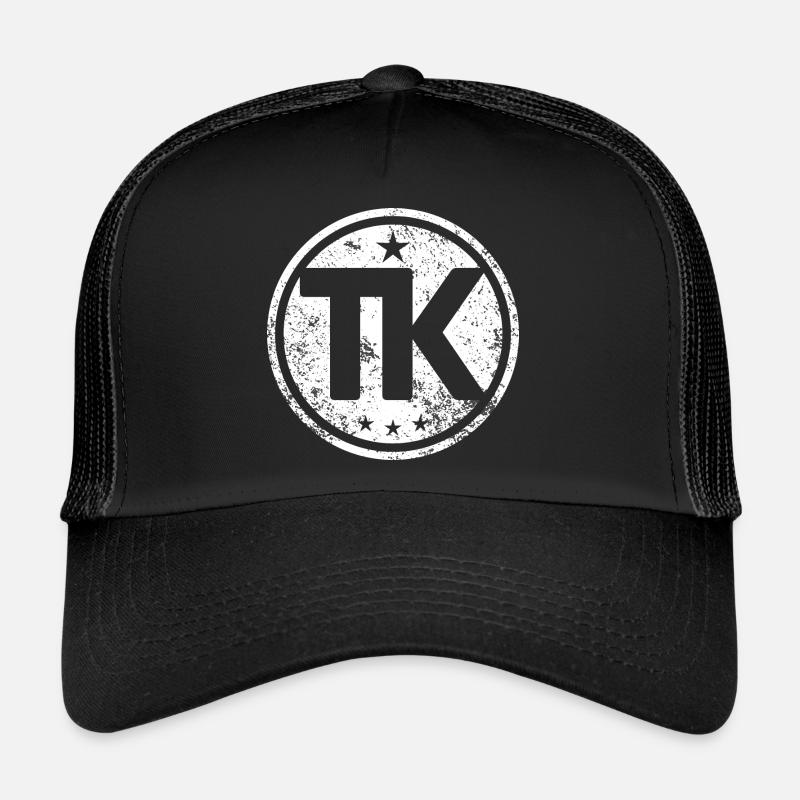 Logo du nom personnel des initiales TK - Casquette trucker  - noir/noir