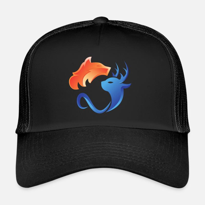 Feu et eau, contraires, renard, cerf Casquette trucker 