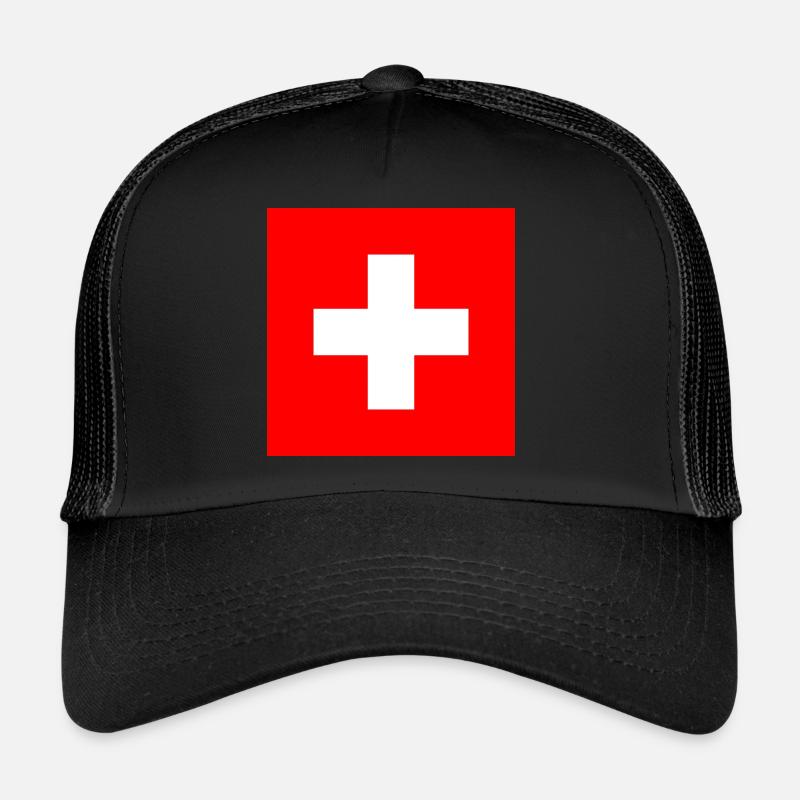 Schweizerkreuz Gross - Trucker Cap - Schwarz/Schwarz