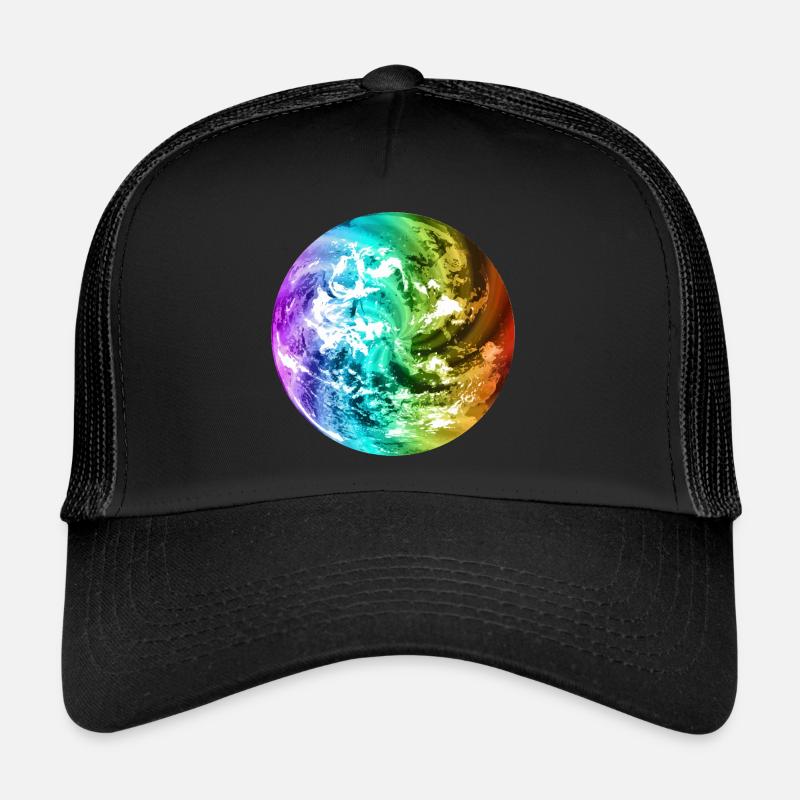 Globe terrestre coloré globe terrestre globe terrestre coloré - Casquette trucker  - noir/noir
