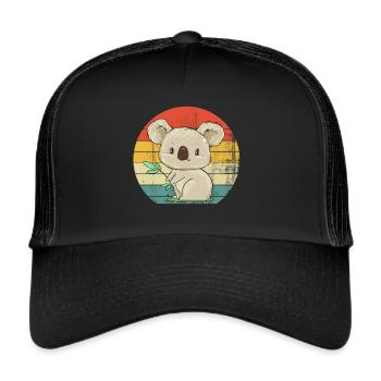 Koala-Zeichnung - Trucker Cap - Schwarz/Schwarz - Vorne