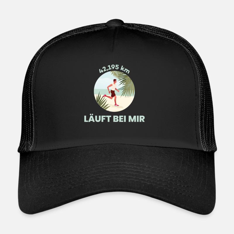 Marathon 42,195 km | Läuft bei mir - Trucker Cap - Schwarz/Schwarz
