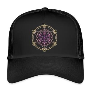 Merkaba Heilige Geometrie - Trucker Cap - Schwarz/Schwarz - Vorne