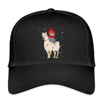 Christmas Llama Sloth, Sloth Funny Gift - Trucker Cap - black/black - Front