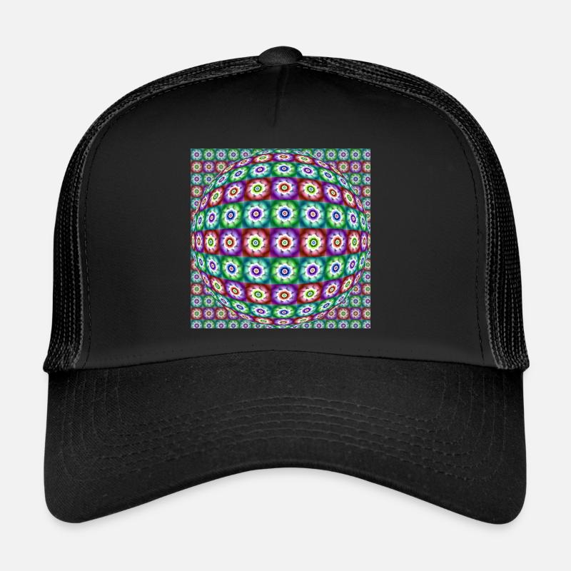 FRACTAL FLOWERS OP ART - Trucker Cap - Schwarz/Schwarz