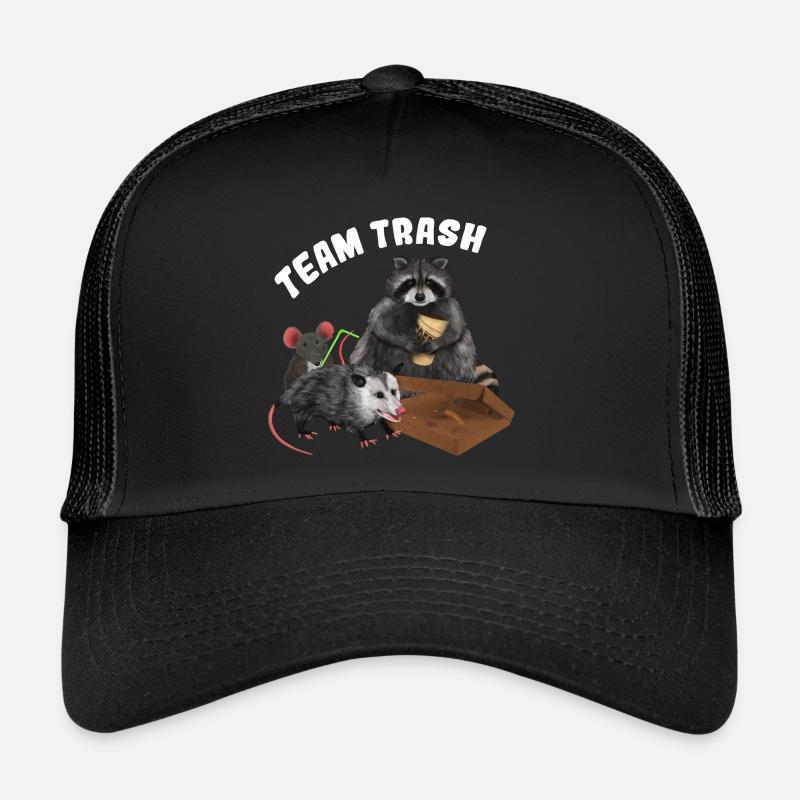 Racoon Opossum Mouse - Team Trash - Trucker Cap - Schwarz/Schwarz
