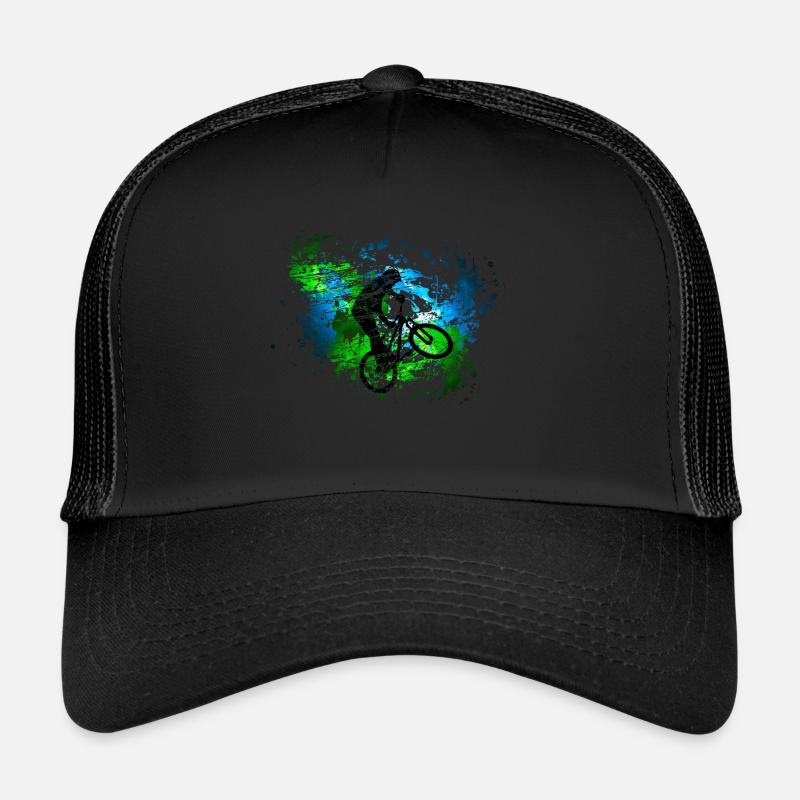 BMX Fahrradfahrt Farbfleck Deko Geschenk - Trucker Cap - Schwarz/Schwarz