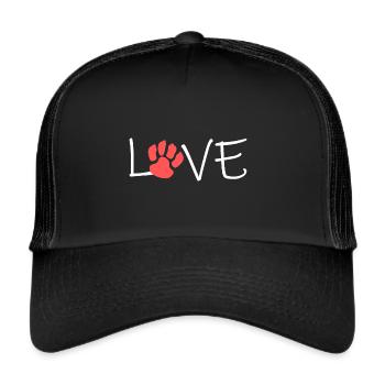 Love dog paw paw paw print dog love - Trucker Cap - black/black - Front