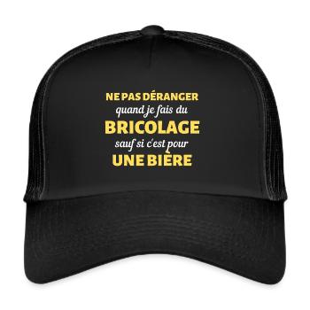 t shirt humour bricolage bière ne pas deranger - Casquette trucker  - noir/noir - Devant