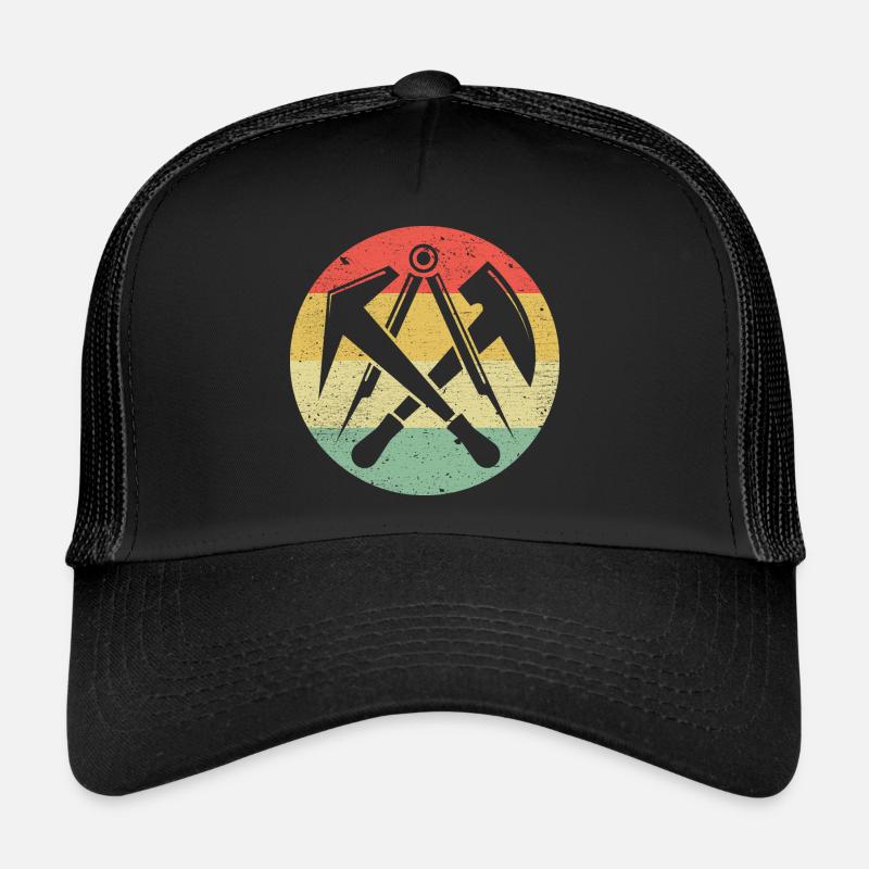 Icône de la guilde des couvreurs sur les couleurs rétro vintage Casquette trucker 