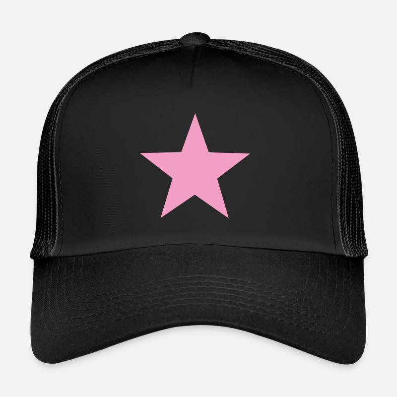 pink star pinker Stern - Trucker Cap - Schwarz/Schwarz