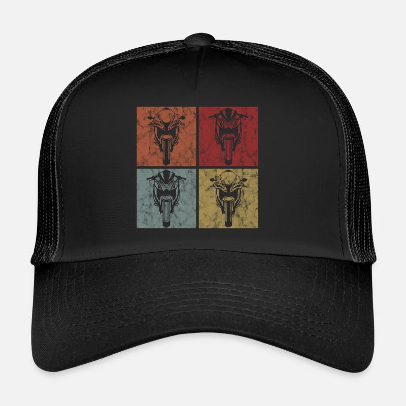 Motorräder Motorrad Biker Retro Motorradfahrer - Trucker Cap - Schwarz/Schwarz