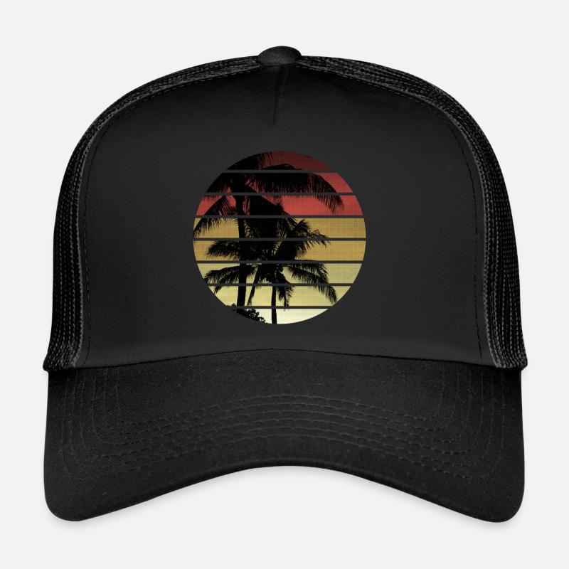 Vintage palmiers coucher de soleil Casquette trucker 