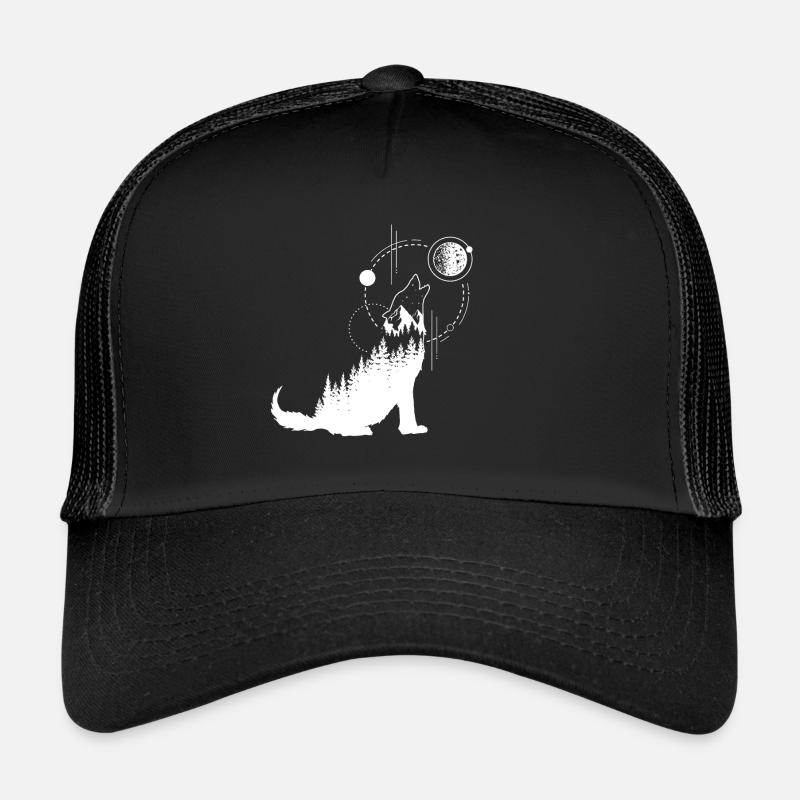 Double exposition géométrique moderne de forêt de loups Casquette trucker 