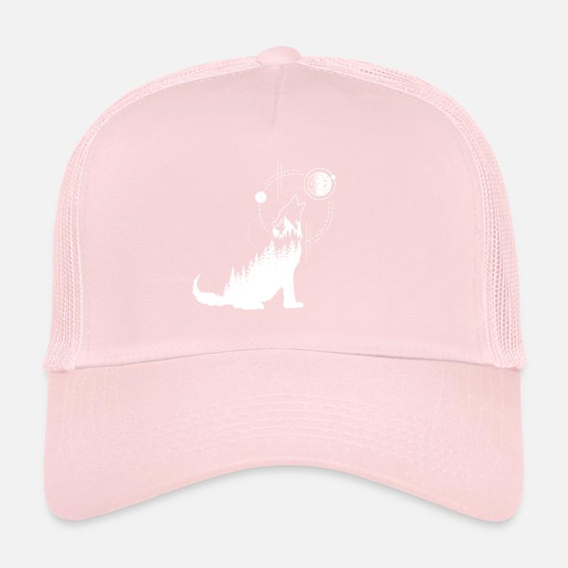 Modern Geometric Wolf Forest Double Exposure Trucker Cap