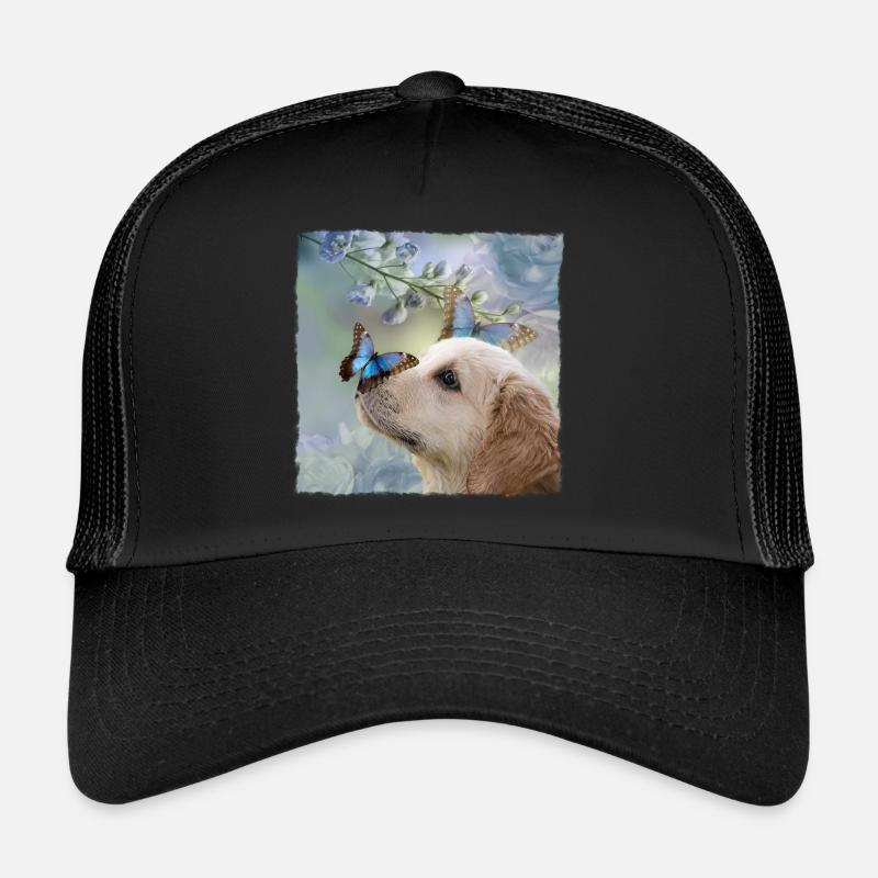 Chiot papillon chiot papillon mignon chien - Casquette trucker  - noir/noir